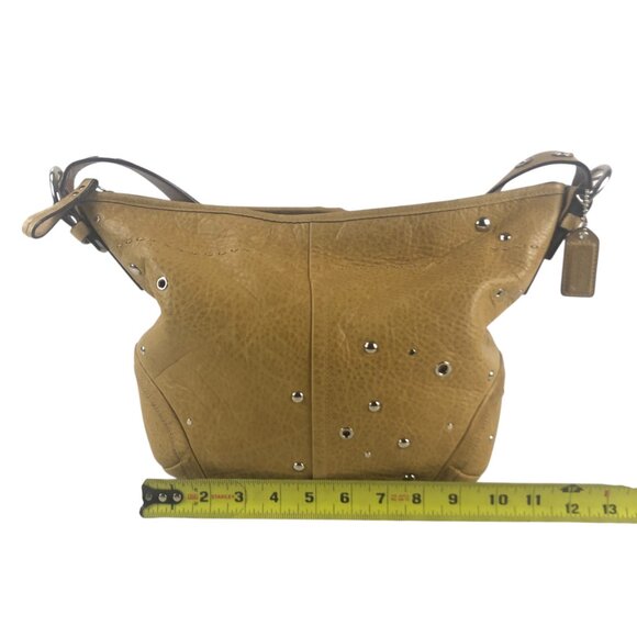 COACH Tan Studded Grommet Leather Soho Hobo Handbag F10932 - Picture 11 of 12